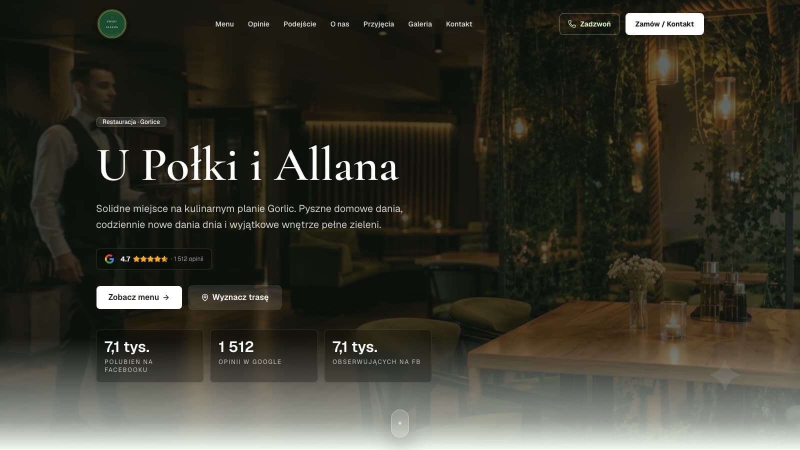 Zrzut ekranu strony startowej projektu U Połki i Allana